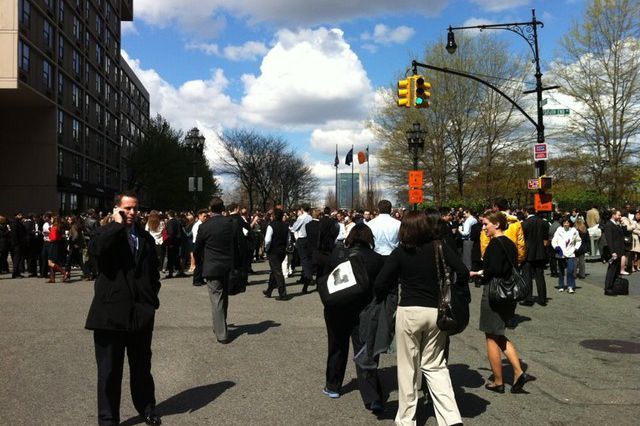 The scene outside the World Financial Center
